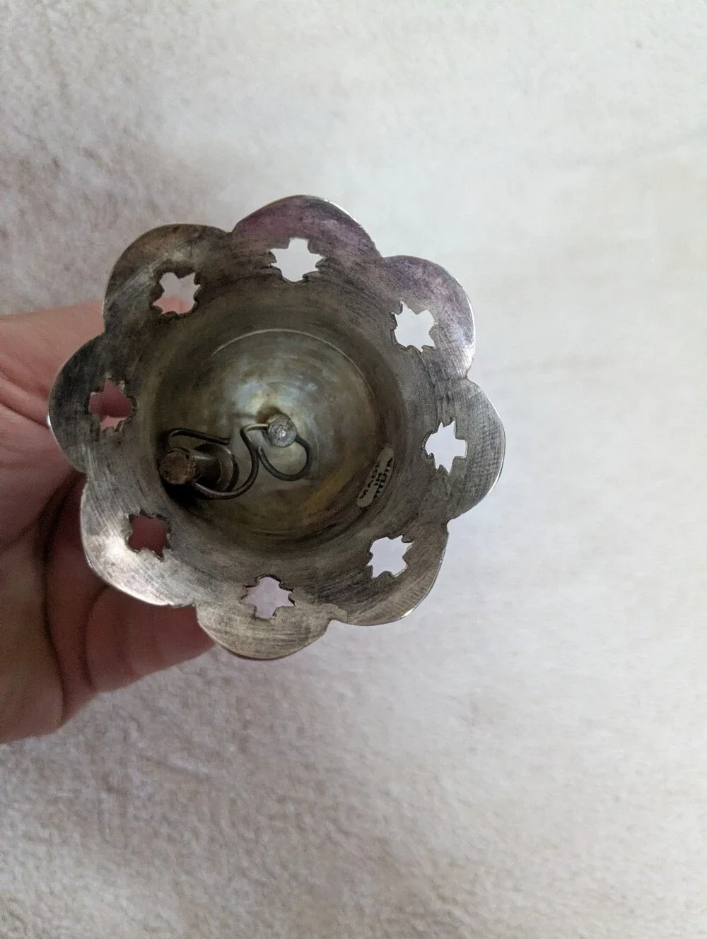 Vintage Bell Decorative Christmas Tree Pattern, India, Silver plated/Brass?